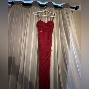 Elegant Red Ruched Dress